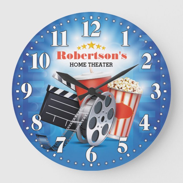 Cine en casa Cine reloj de pared personalizado (Anverso)