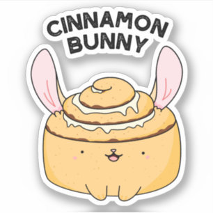 Cinnamon Bunny Cute Cinnamon Bun Pun Pegatina