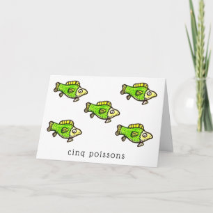 Cinq Poissons Fish Feliz Cumpleaños Tarjeta de Cum
