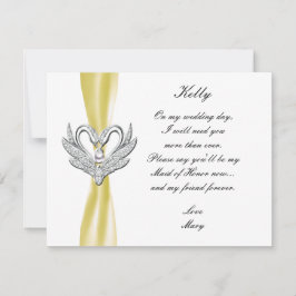 Cinta Amarilla Cisnes de Plata Tarjeta de Dama de