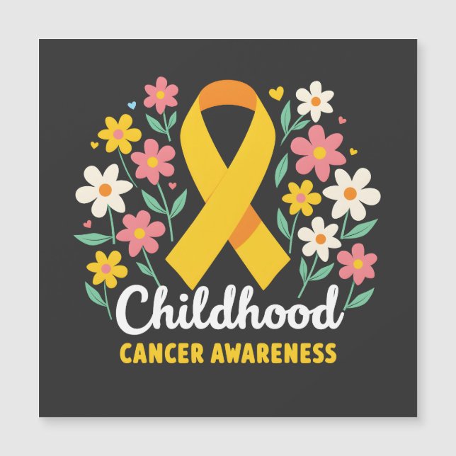 Cinta amarilla Floral para la conciencia del cánce (Anverso)