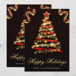 Cinta Arbol de Navidad Rojo y Dorado Brillante