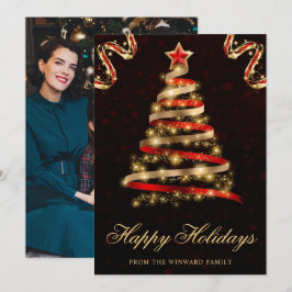 Cinta Árbol de Navidad Rojo y Dorado Brillante