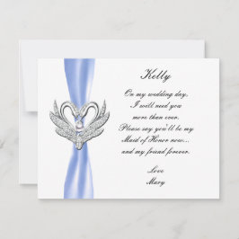 Cinta Azul Cisnes de Plata Tarjeta de Dama de Hono