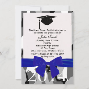 Cinta Azul Y Invitación De Graduación De Camo Gris