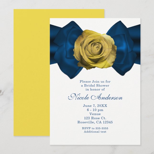 Cinta azul y rosa amarillo CUALQUIER invitación a  (Anverso / Reverso)