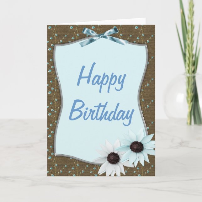 Cinta azul y tarjeta de cumpleaños feliz para las  (Anverso)