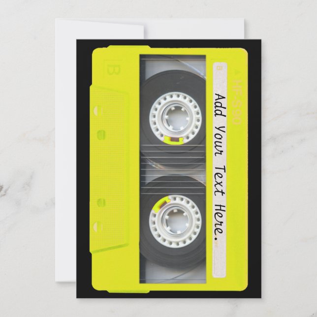 Cinta cassette de Personalizable de neón amarillo (Anverso)
