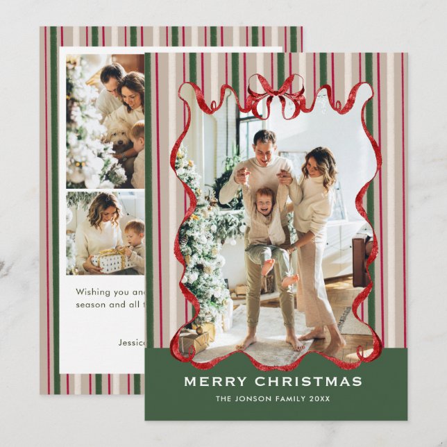 Cinta Coqueta Roja de Navidad de Terciopelo Vintag (Anverso / Reverso)