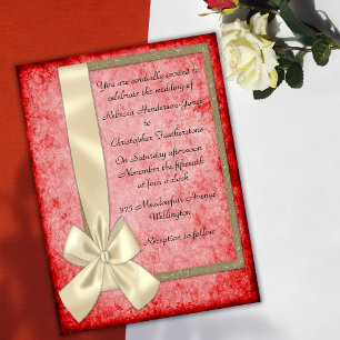 Cinta crema vintage e invitaciones a la boda roja