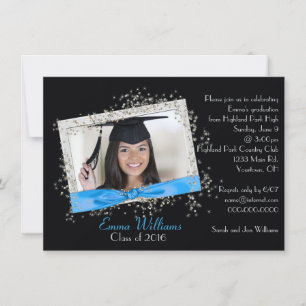 Cinta de Aqua con invitación a graduación de Purpu