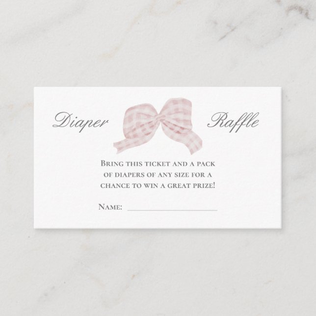 Cinta de arco rosado lindo Tarjeta de rifa de paña (Anverso)