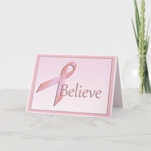Cinta de Cáncer de Mama cree tarjeta de felicitaci (Anverso)