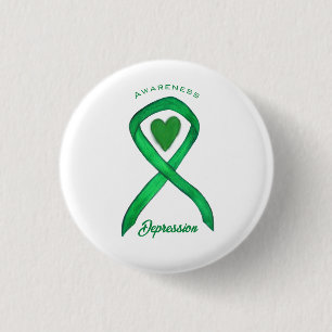 Cinta de Conciencia sobre la Depresión Botón Verde