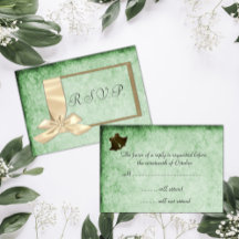 Cinta de Crema Vintage y Boda Verde RSVP