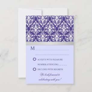 Cinta de Damasco Plateado Falso Morado Tarjeta de 