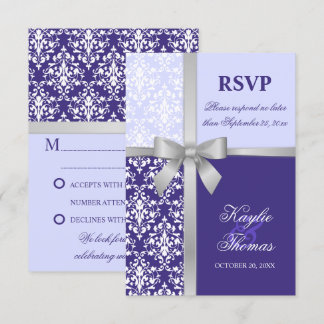 Cinta de Damasco Plateado Falso Morado Tarjeta de