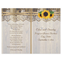 Cinta de encaje y girasoles en el programa de boda