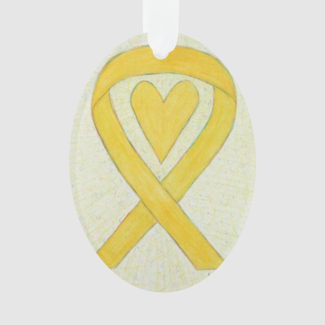 Cinta de la conciencia amarilla Corazón Ornamento  (Anverso)