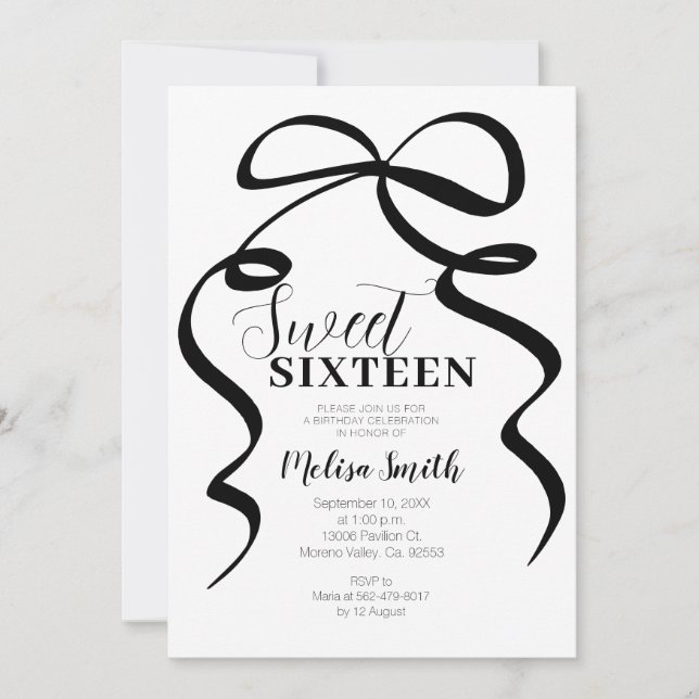 Cinta de la Coquette de la Invitación de Cumpleaño (Anverso)