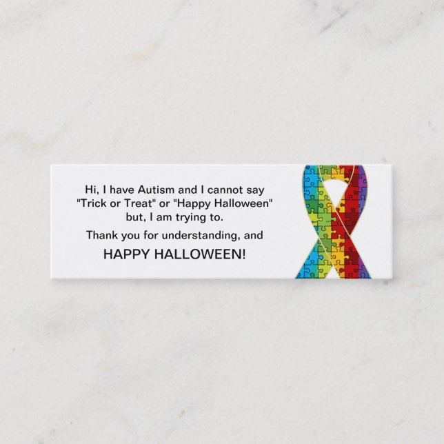 Cinta de la tarjeta para el autismo de Halloween 2 (Anverso)