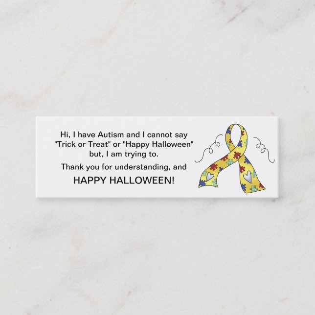Cinta de la tarjeta para el autismo de Halloween 4 (Anverso)