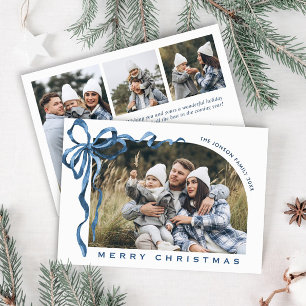 Cinta de lazo azul boho de Navidad funky para 4 fo