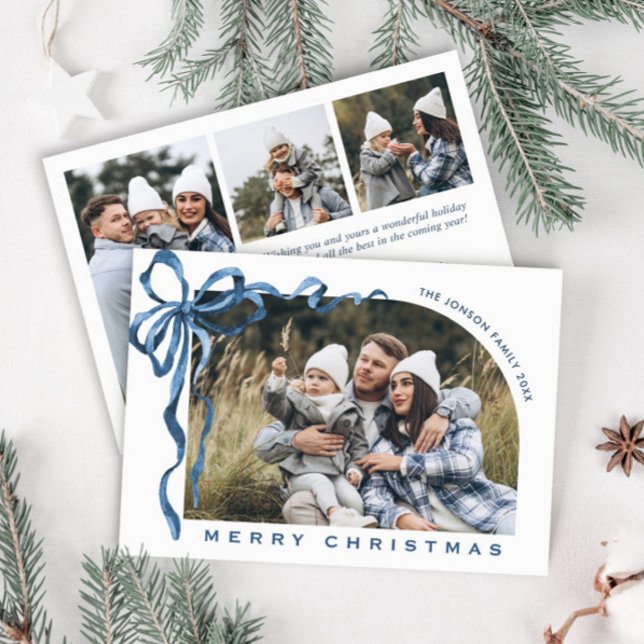 Cinta de lazo azul boho de Navidad funky para 4 fo (Subido por el creador)