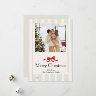 Cinta de lazo de Navidad alegre familia foto vacac