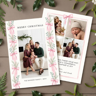 Cinta de lazo de pino rosa Garland Feliz Navidad F