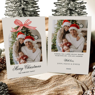 Cinta de Lazo Rojo Boho de Navidad 2 Foto