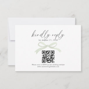Cinta de Lazo Verde Sage Chic Código QR Boda Rsvp