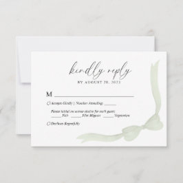 Cinta de lazo verde salvia menú elección boda RSVP