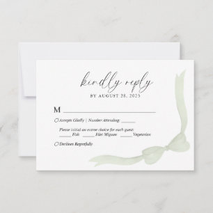 Cinta de lazo verde salvia menú elección boda RSVP