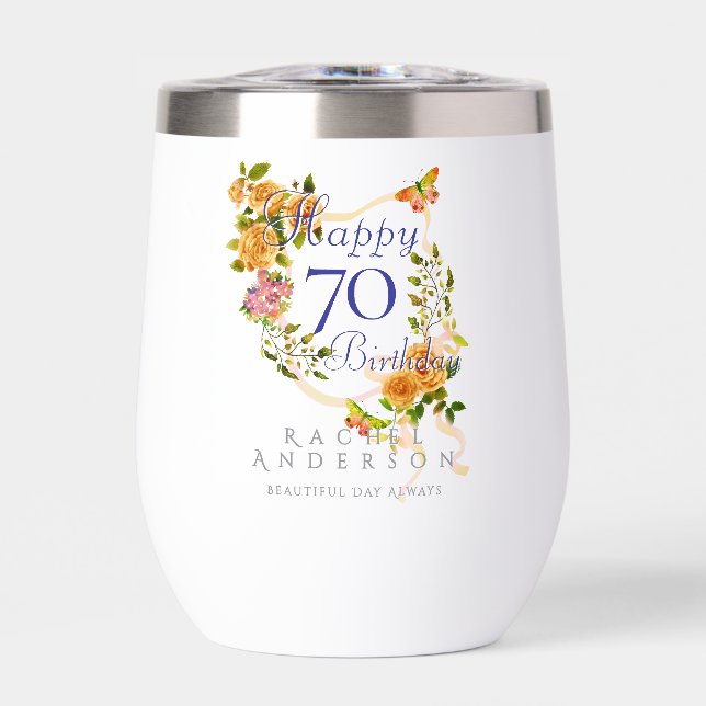 Cinta de Rosa Dorada Cumpleaños 70 (Frente)