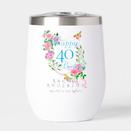 Cinta de rosa rosa cumpleaños 40