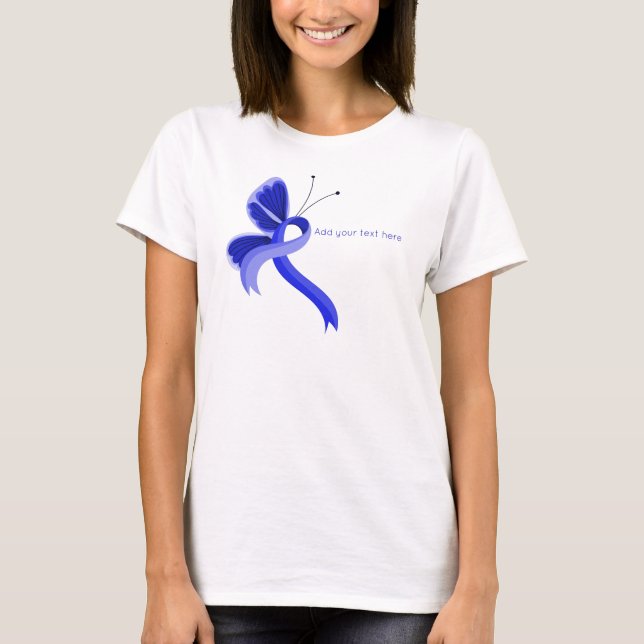 Cinta de sensibilización azul mariposa camiseta (Anverso)