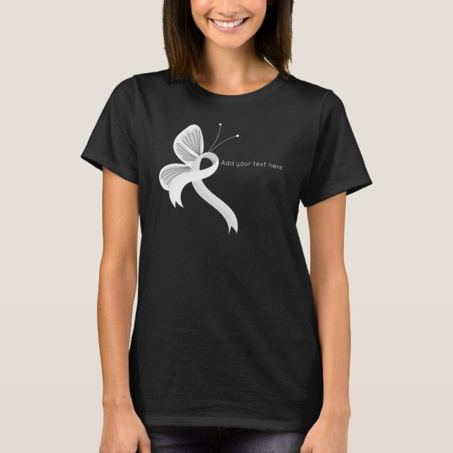 Cinta de sensibilización blanca mariposa camiseta (Anverso)