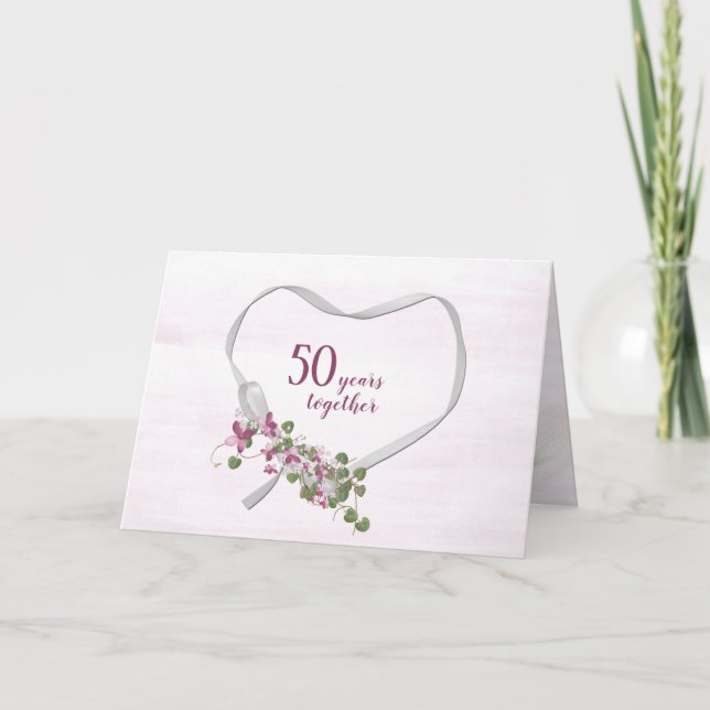 Cinta del 50 Aniversario Tarjeta Corazón (Anverso)