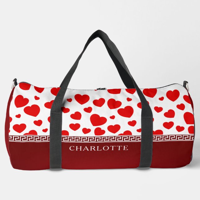 Cinta del corazón rojo Nombre personalizado Bolsa  (Anverso)