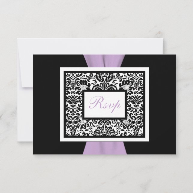 Cinta estampada de lavanda en negro y blanco RSVP (Anverso)
