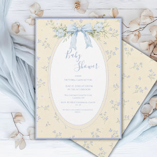 Cinta Floral Vintage Amarilla Invitación de Baby S
