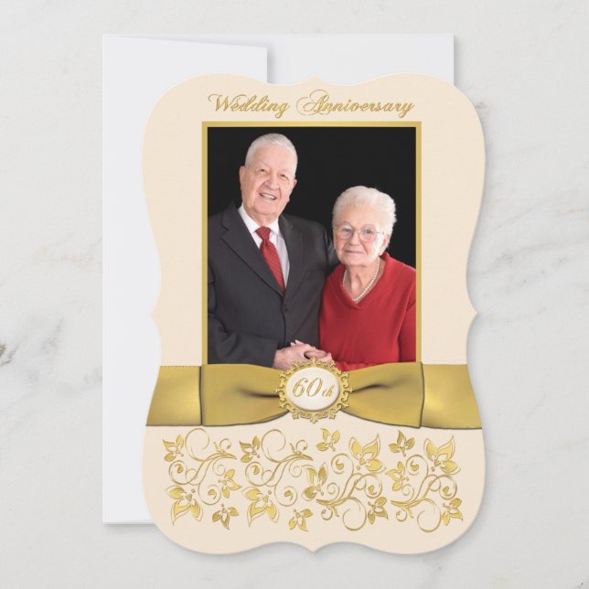 CINTA IMPRESA Forma elegante Invitación 60 Anivers (Anverso)