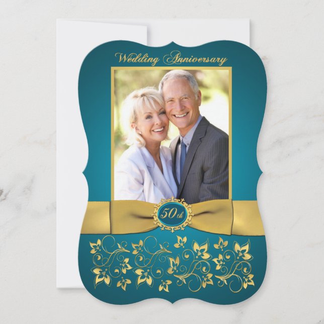 CINTA IMPRESA Invitación Aniversario 50 - Turquesa (Anverso)