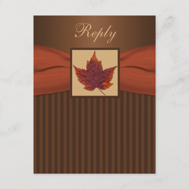 CINTA IMPRESA Rayas de Hoja de Otoño RSVP de Boda (Anverso)