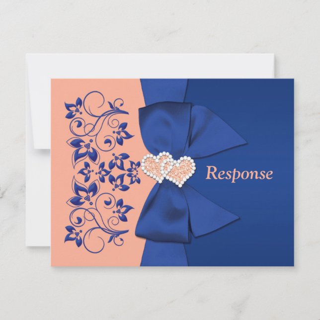 CINTA IMPRESA Tarjeta de respuesta de boda floral  (Anverso)