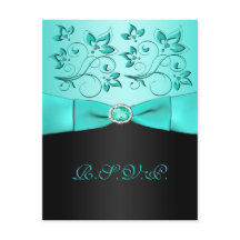 CINTA IMPRESA Tarjeta de respuesta floral Aqua, ne