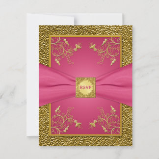 CINTA IMPRESA Tarjeta de respuesta floral rosa y d