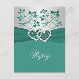 CINTA IMPRESA Tarjeta de respuesta floral teal y p