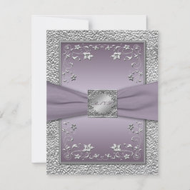 Cinta Impresa Tarjeta de RSVP Floral Ciruela, Pelt